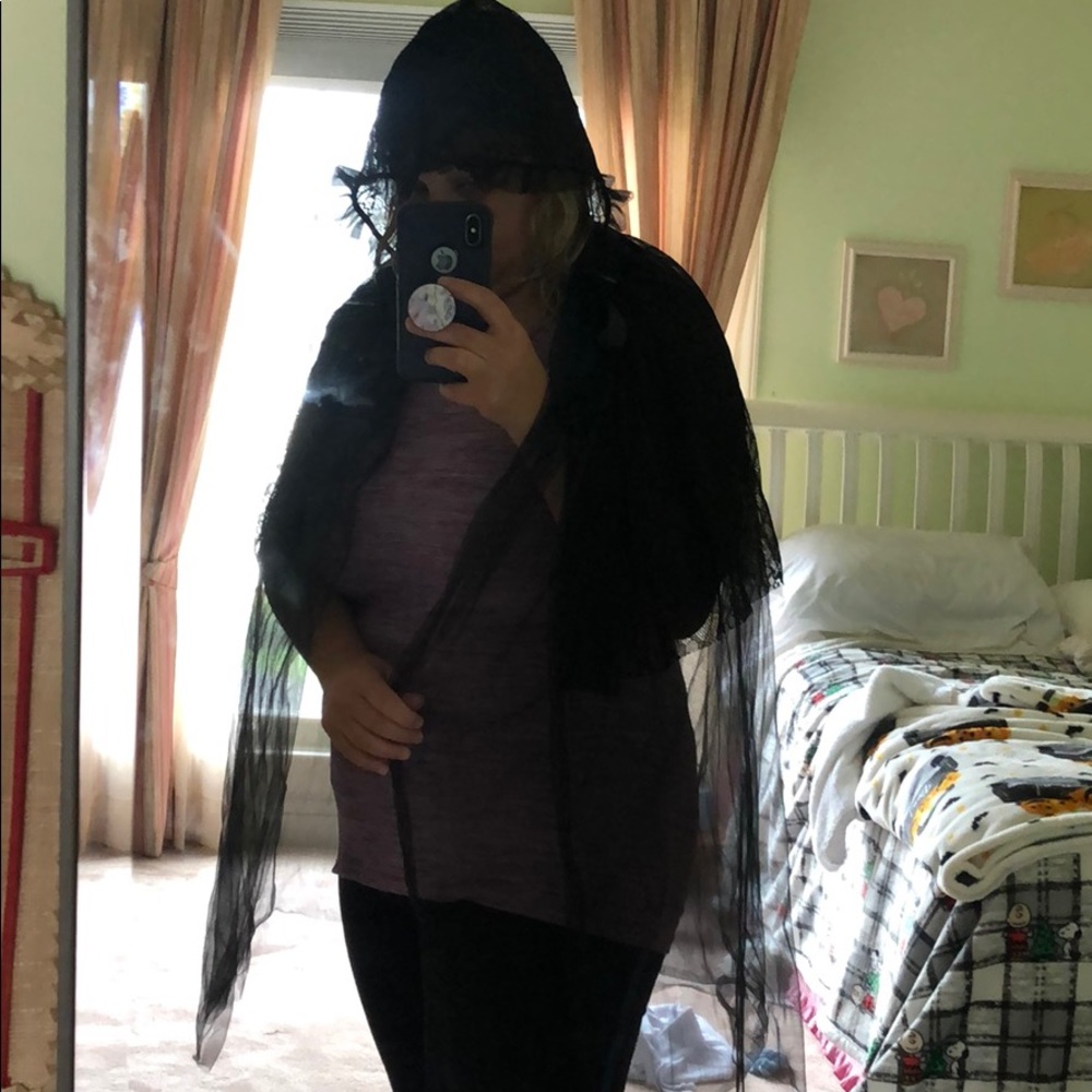 Hooded lace cape for Halloween